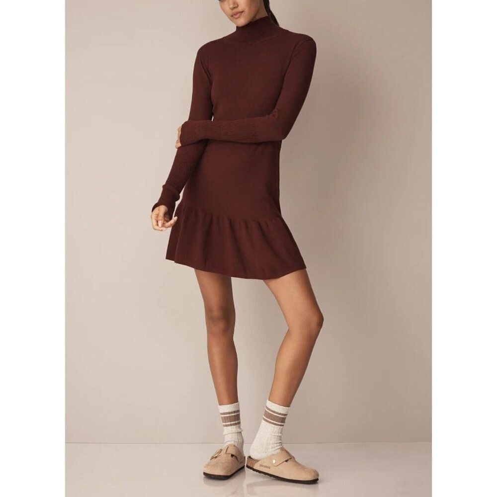 Anthropologie Sundays Andes Mini Dress Burgundy Maroon Ruffle Womens XS $242